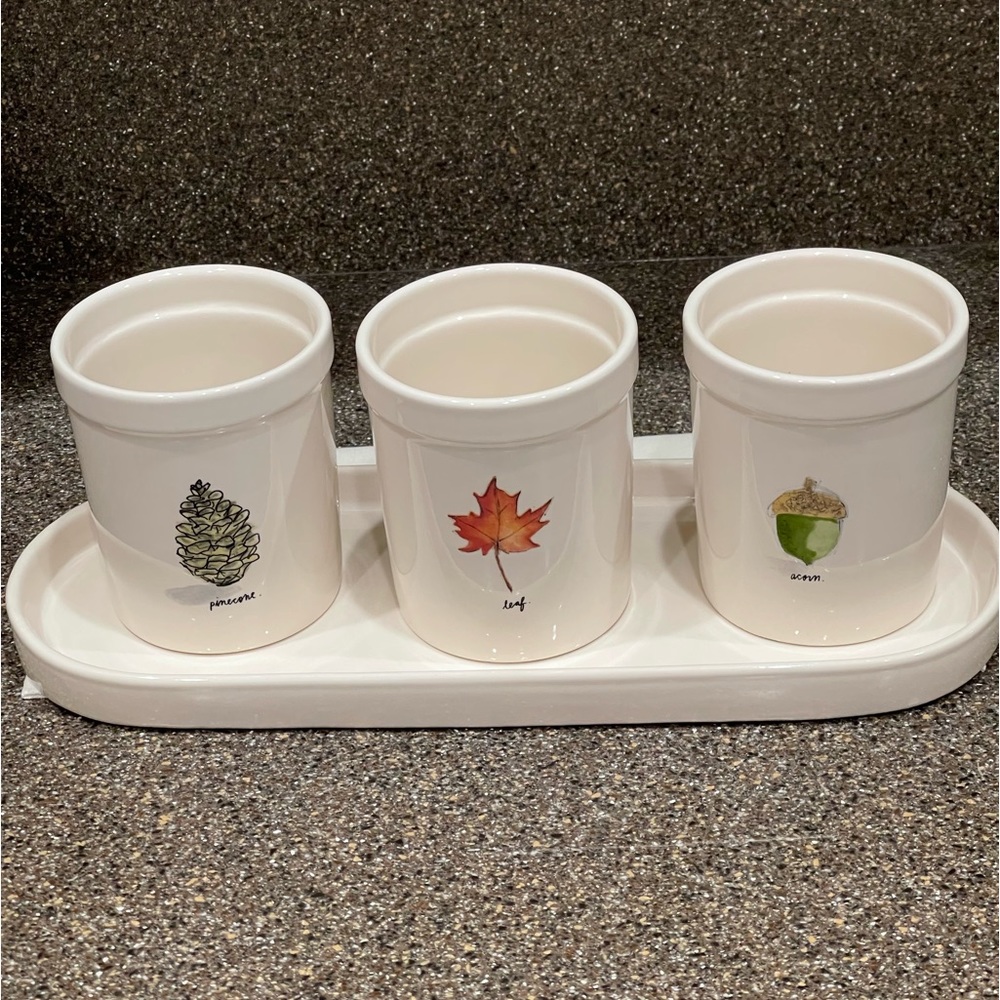 Rae Dunn Harvest/Fall Utensil Caddy and Platter
